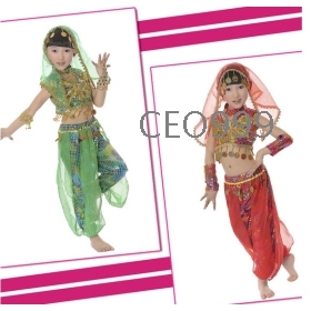 10pcs/lot+Free Shipping , Arab/Indian belly dance clothing, headwear+hand jewelry, Children's Day dance dress,dance skirt 