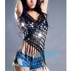 Free Shipping 5pcs/lot Sexy fashion sequined costumes, Jazz shirt, Singer jazz dance clothing, DS nightclub costumes 