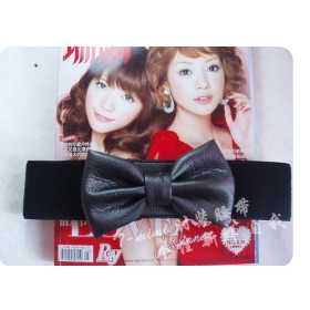 2012 new waist is sealed belt female joker black South Korea fashionable bowknot adornment litchi lines  products  