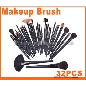 32 pcs Makeup Brush Kit Makeup Brushes + Black Leather Case, Free Shipping 