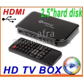 Wholesale new HD Player TV Box Multi-Media Player with Remote Control HDMI Output Support USB External/Builtin a 2.5" Hard Disk Free shipping