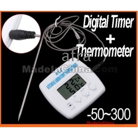 Wholesale New LCD Digital Timer & Thermometer Alarm Cooking Kitchen BBQ Food TA-238 Freeshipping Dropshipping  