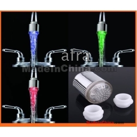 Engros New Tre-farve Water Stream temperaturfølsomme LED Faucet Tap, farve LED vandhane lys, freeshipping , H4721