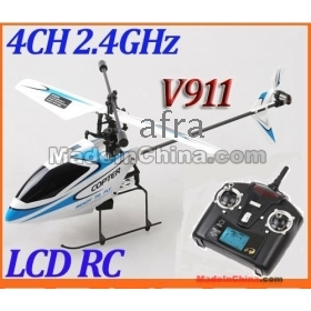 Wholesale Via EMS New 4CH 2.4GHz Mini Radio Single Propeller RC Helicopter Gyro V911 RTF White&Blue,free shipping 