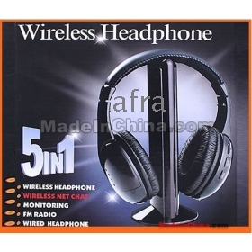 5 in 1 HIFI Wireless headphone Earphone Headset wireless Monitor FM radio for MP4 PC TV audio,free shipping 