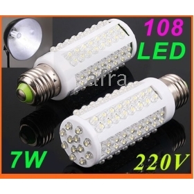 Dropshipping 7W led lamp E27 220V 6000-6500K Cold  108 Led corn Bulb lamp led spotlight 