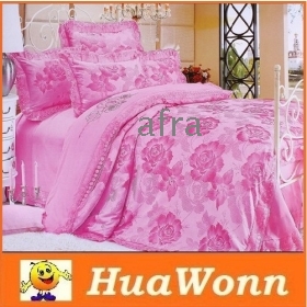 Dropshipping Pink Peony Floral Jacquard Yarn-dyed Cotton 4 Piece Bedding Comforter Set Via EMS freeshipping 
