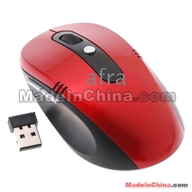 Engros Ny trådløs Portable Optical Mouse USB-modtager RF 2.4GHz For Laptop PC 6 Taster 800/1600dpi rød farve, gratis forsendelse + Drop Shipping