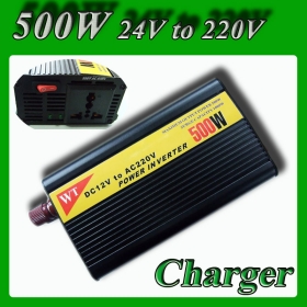 Meind Modificeret Sine Wave Car Power Inverter 500W DC 24V til AC 220V 230V 240V Power konverter med batteriopladning funktion