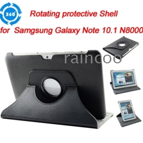 10PCS/LOT 360 degree rotating PU leather case for SAMSUNGGALAXY NOTE 10.1" N 8000, N 8010 rotary pu leather case & stand cover, free shipping