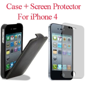 Melkco Brand Top quality PU leather case for i phon e 4+ screen guard, cell phone case and screen protector, mobile phone cover, cell phone case, new design, opp bag packing