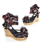 free shipping Recreational and fashionable sexy big flower wedges sandals