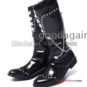 dos homens novos rebites pontiagudos botas botas moda alto canister botas tamanho 38 39 40 41 42 43 44