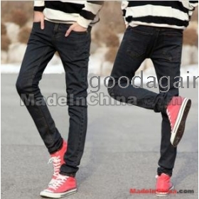 Men's trousers tight black cultivate one's morality show thin pencil pants boy jeans man's feet pants male