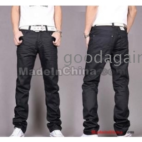 Zwarte coating jeans mannelijke Han cultiveren iemands moraal rechte bus zoon