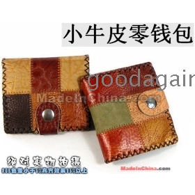 hot sale!!!freeSilk  Small cowhide seam joining together hand caught zero wallet/key bag mother buy food small wallet  E   