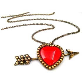 5pcs/lot Free Shipping !women Gemstone Necklaces Exquisite necklace Sweater chain /Retro Cupid Hearts necklace