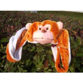 [CPAP Free Shipping] Wholesale Plush Cartoon Monkey Hat With Scarf And Gloves hoody scarf / Halloween Winter Cap 6pcs/lot (SL-33) 