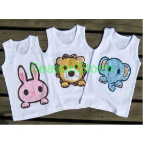 [CPA Free Shipping ] Hurtownie Dzieci Bez rękawów T -shirt / Animal Cotton Print 12pcs/lot Vest ( SY- 70)
