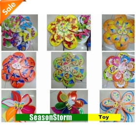 [CPAP Free Shipping] Wholesale Cheap Single Level Mixed Style Kid's Toy 20cm Cute Cartoon Flower Windmills 120pcs/lot (SH-06P) 