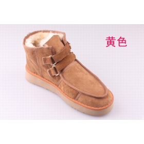  Retail Womens 100% Sheepskin Fur Shoes / Warm Ankle Leather Snow Boots (-174) 