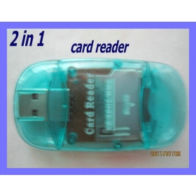 Free shipping 50pcs/lot Multi card reader (2 in 1) SD TF with retail package 