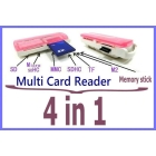 50pcs/lot free shipping 4 in 1 SD/MS pro Duo/Micro SD/M2/SDHC Multifunct Card Reader with Retail package 