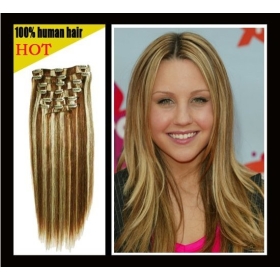 6-613# 24 inch 70g 7pcs/set 100% remy hair clip in human hair extension ,free shipping 