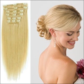 #20 dark blonde,mix order remy quality 20"7pcs,100g/set clip-in remy human hair extensions Free shipping