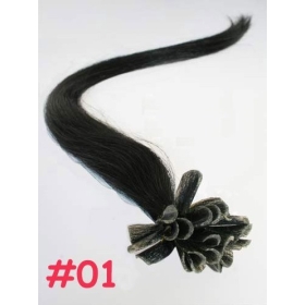 1# jet black 20" 0.5g/pcs 100pcs/lot Nail Tip hair remy Human Hair Extensions  free shipping