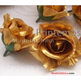 Χάλκινο / χρυσό χρώμα 100pcs Διάμετρος 7 - 8 εκατοστά τεχνητό μετάξι Camellia Rose Ύφασμα Camellia κεφάλια λουλουδιών