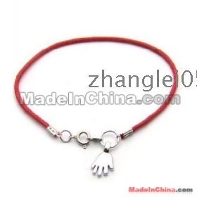 Ilmainen toimitus !100kpl Kabbala Red String Hamsa Silver Colour rannerengas