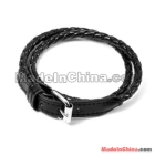 brand new!!! Korean Fashion Leather Double Wrap Belt Bracelet Black 