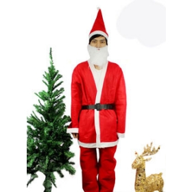 free shipping Santa Claus clothes kit (hat coat trousers mustache strap) Christmas costume Xmas ornaments