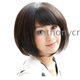 free shipping short straight wigs party periwig wig hair extensions women hairpiece with bang lady girl hair extension mushroom hair style hairdo coiffure 