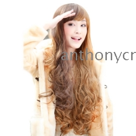 free shipping very long wavy wigs black blonde