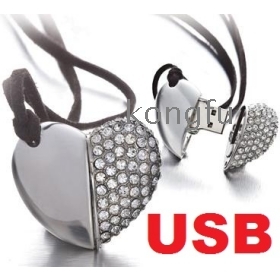 wholesale Crazy sales NEW 100% Real metal crystal heart 4GB 8GB 16GB 32GB USB 2.0 Memory Stick Flash Drive IS08 Free shipping