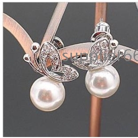 C004 South Korea han edition girl first jewelry fair maiden temperament butterfly  ear hammer/pearl earrings/clips