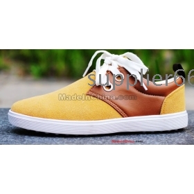 Free shipping 2012 new breathable handsome male recreational leather shoes shoes for recreational shoe yellow low men's shoes