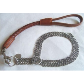 Stainless steel dog chain leather drawing rope chain pet dog collar pet chain pet straps p chain snake chain