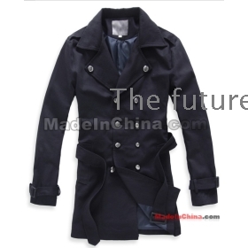 free shipping new Men's Long bule dust coat clothing size M L XL  
