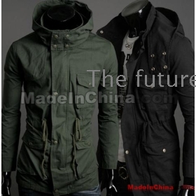 free shipping new Men's Even the water cap waist man tooling coat dust coat size M L XL XXL 