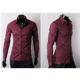 Di trasporto del Mens shirts Uomo Casual Camicie Slim Fit Mens Abito a manica lunga Colori: blu, rosso, bianco , nero 015