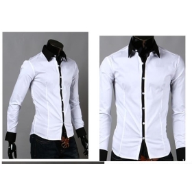 Δωρεάν αποστολή Νέα Πουκάμισα Mens Casual Slim Fit μοντέρνα πουκάμισα φόρεμα ΗΠΑ μέγεθος S , M , L , XL Χρώμα Μαύρο Λευκό 01