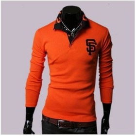 Free Shipping Men's  T-Shirts,Men's Leisure Shirts,Men's Shirts,Men's Long-sleeved T-shirt Color:Black,Orange Size:M-L-XL