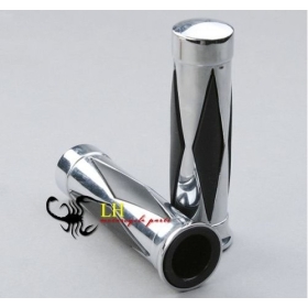 1 "Chrome guidon de moto Grips Black Diamond NOUVEAU