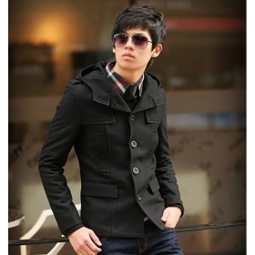 frei shiping New Mens Slim Fit Short Wool Coat Männer Männer Jacke