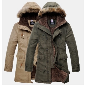 Vinter Mænds Jacket ! Fashion Varm Trench Mand Winter overfrakke , Mænds Hooded Coat, Army Grøn / Khaki , gratis forsendelse
