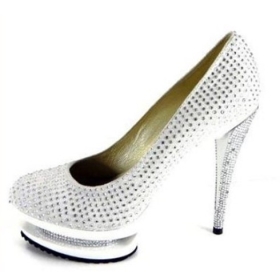 white diamond sexy high heel shoes, double paragraph wedding shoes#5432 