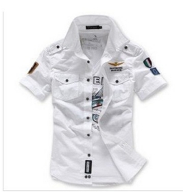 Vysoce kvalitní New Designer pánské košile Air force muž módní speciální košile s krátkým rukávem bílé na prodej M XL XXL XXXL